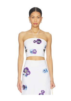 Rosewater House Pansy Bustier in White. Size M/L. Also in XS/S.
