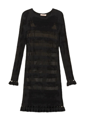 TWINSET ruffled-trim knitted mini dress - Black