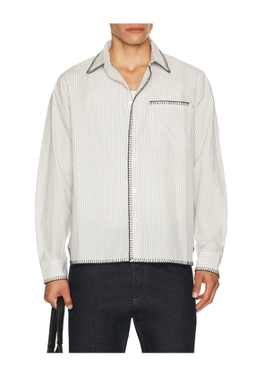 Percival Index Stripe Pearce Shirt in Grey. Size L. Also in M, XL/1X.