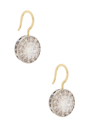 SHASHI Two Tone Georgian Cut Hoop Earring in Metallic Gold,Metallic Silver.