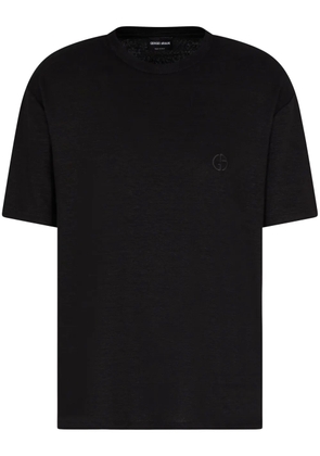 Giorgio Armani logo-embroidered T-shirt - Black