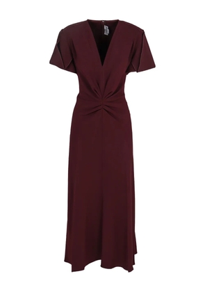 Victoria Beckham V-neck pleated midi dress - Red