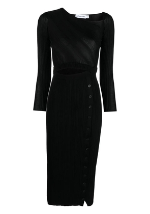 Self-Portrait cut-out detail ribbed-knit midi dress - Black