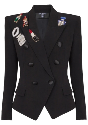Balmain embroidered patches fitted jacket - Black