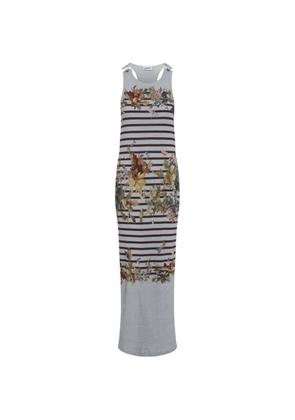 Jean Paul Gaultier striped floral-print dress - Grey