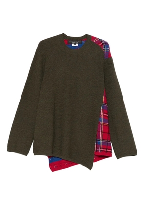 Comme des Garçons Homme Plus plaid-paneled sweater - Green