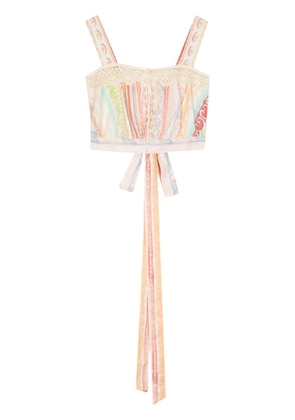 Hayley Menzies broderie lace cotton crop top - Pink