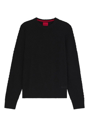 HUGO textured crew-neck sweater - Black