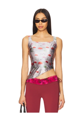 Zemeta Cry Dog Asymmetric Top in Light Grey. Size M. Also in S, XS.