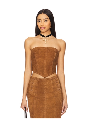 Understated Leather Handkerchief Leather Top in Brown. Size L. Also in XL, XS.