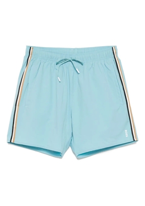 BOSS striped logo swim shorts - Blue