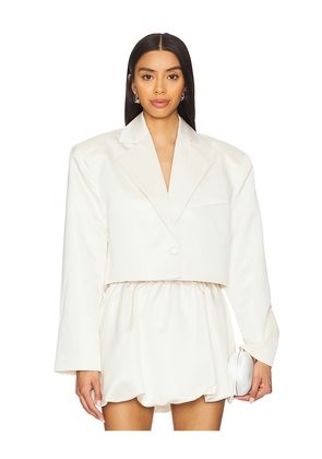 WeWoreWhat Cropped Satin Blazer in Ivory. Size L. Also in S.