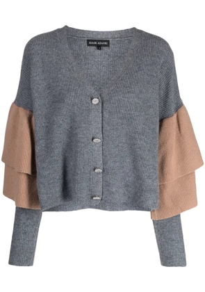 Izaak Azanei ruffled ribbed cardigan - Grey