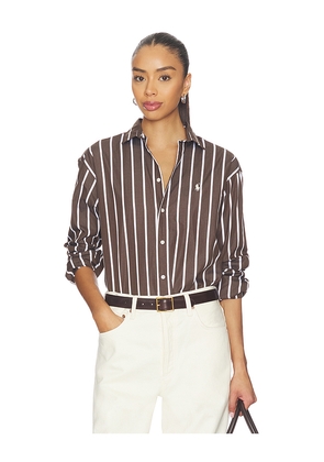 Polo Ralph Lauren Long Sleeve Shirt in Brown,White. Size L. Also in M, S.