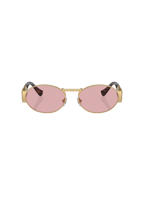 VERSACE Oval Sunglasses in Metallic Gold.