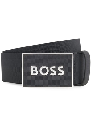 BOSS logo-lettering leather belt - Black