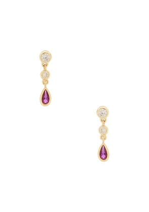 SHASHI Jenny Earring in Gold, Fuschia.