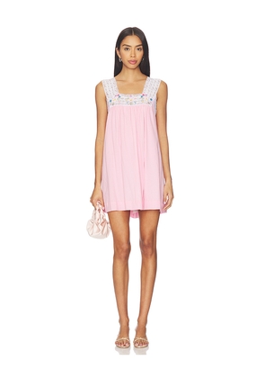 SWF Square Neck Embroidered Midi Dress in Pink. Size L. Also in M, S, XS.