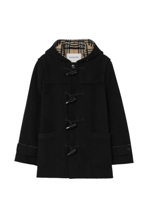Burberry hooded check wool duffle coat - Black