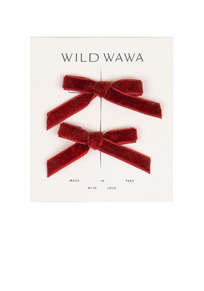 Wild Wawa Velvet Bow Clip Set in Red.
