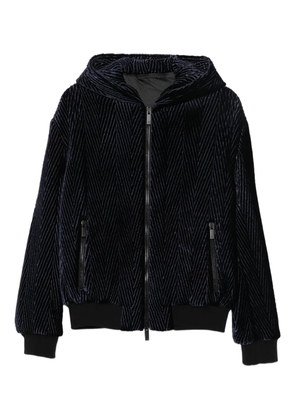 Giorgio Armani herringbone-pattern hooded jacket - Blue