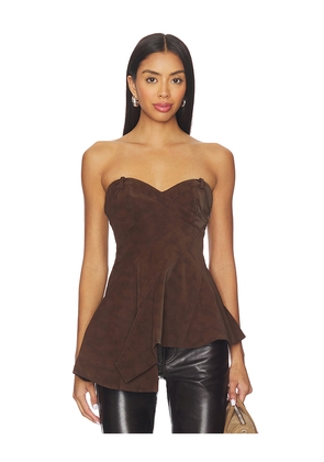 AMUR Augusta Bustier Peplum Top in Brown. Size 4. Also in 6.