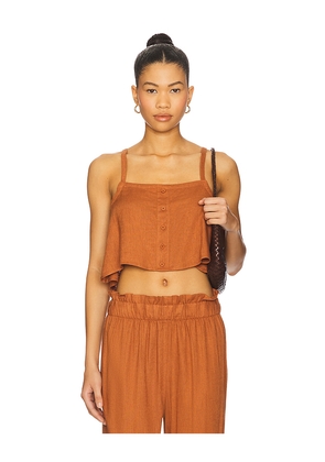 WeWoreWhat Linen Trapeze Tank in Brown. Size M. Also in XS, S.