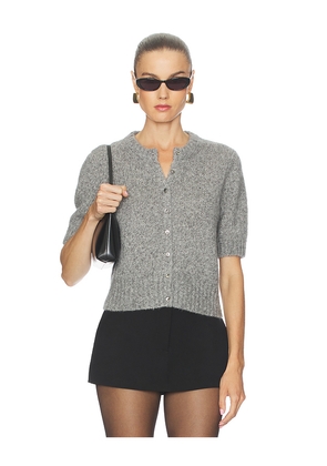 W. Cashmere Clara Short Sleeve Cardigan in Grey. Size M. Also in S, XL, XS.