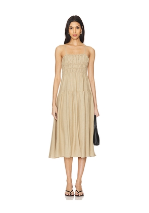 WeWoreWhat Scrunchie Midi Dress in Taupe. Size L. Also in XS, M.