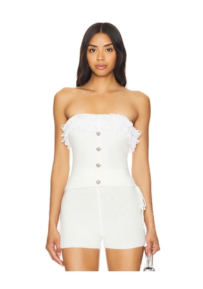 Zemeta Rosie Ruffle Knit Tube Top in White. Size L. Also in M.