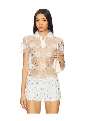 Vivetta Embroidered Polo in White. Size 36. Also in 38.