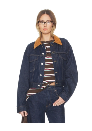 SLVRLAKE Kira Curve Sleeve Trucker in Navy. Size L. Also in M, S, XS.