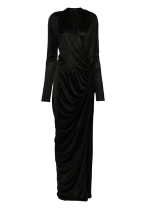 Atlein gathered wrap gown - Black