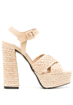 Sergio Rossi 130mm raffia platform sandals - Neutrals