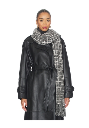 Varley Lindsey Check Knit Scarf in Charcoal.
