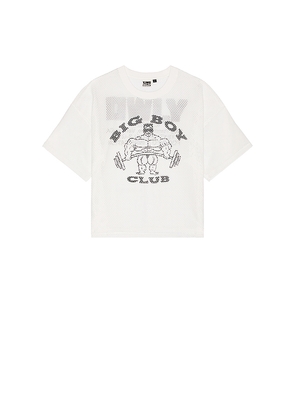 Y,IWO Big Boy Club Mesh Box Tee in White. Size L. Also in M, S.