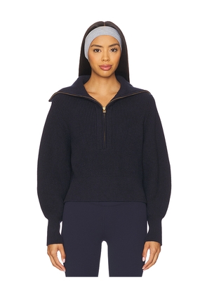 Varley Maura Half Zip Rib Knit in Navy. Size L. Also in M, S, XL, XS.