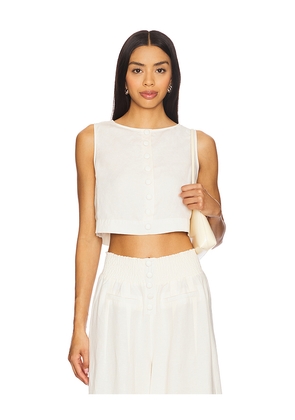 WeWoreWhat Boxy Linen Boatneck Top in Ivory. Size 2. Also in 4, 6, 8.
