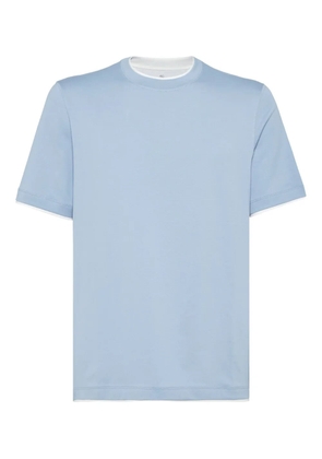 Brunello Cucinelli contrasting-trim T-shirt - Blue