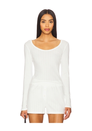 VIR VITA Maia Scoop Neck Pointelle Top in White. Size L. Also in XL.