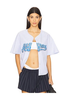 Yuhan Wang Printed Stripe Shirt in Blue. Size M. Also in S.