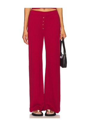 VIR VITA Pointelle Lounge Pant in Red. Size L. Also in S, XL, XS.