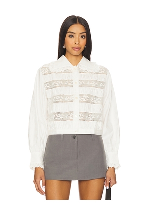 Yuhan Wang Lace Trimmed Blouse in White. Size L. Also in M, S, XL.