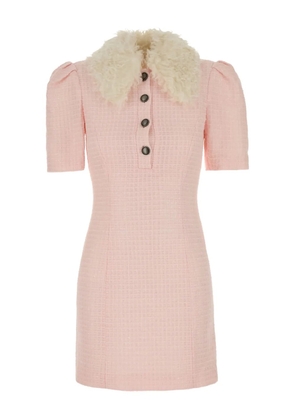 Alessandra Rich button-up dress with faux fur collar - Pink