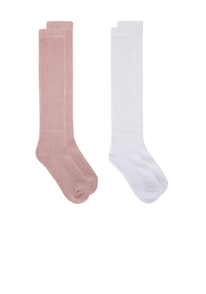 WellBeing + BeingWell Scrunch Sock 2 Pack in Mauve.