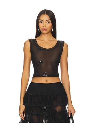 Yuhan Wang Floral Sequin Mesh Top in Black. Size L. Also in M, S, XL.