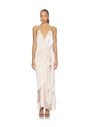 Rosewater House Shiraz Ruffle Dress in Neutral. Size L. Also in M, S, XS.