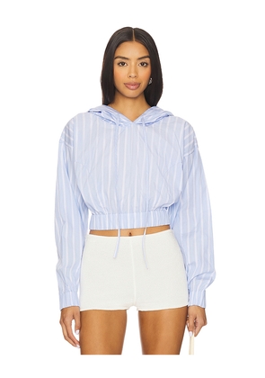 Yuhan Wang Blue Stripe Hoodie Top in Blue. Size L. Also in M, S.