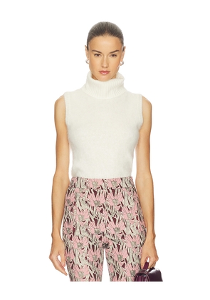 Veronica Beard Mazzy Brushed Cashmere Shell in Ivory. Size L. Also in M, XL, XS.