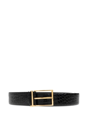 TOM FORD crocodile-effect buckled belt - Black